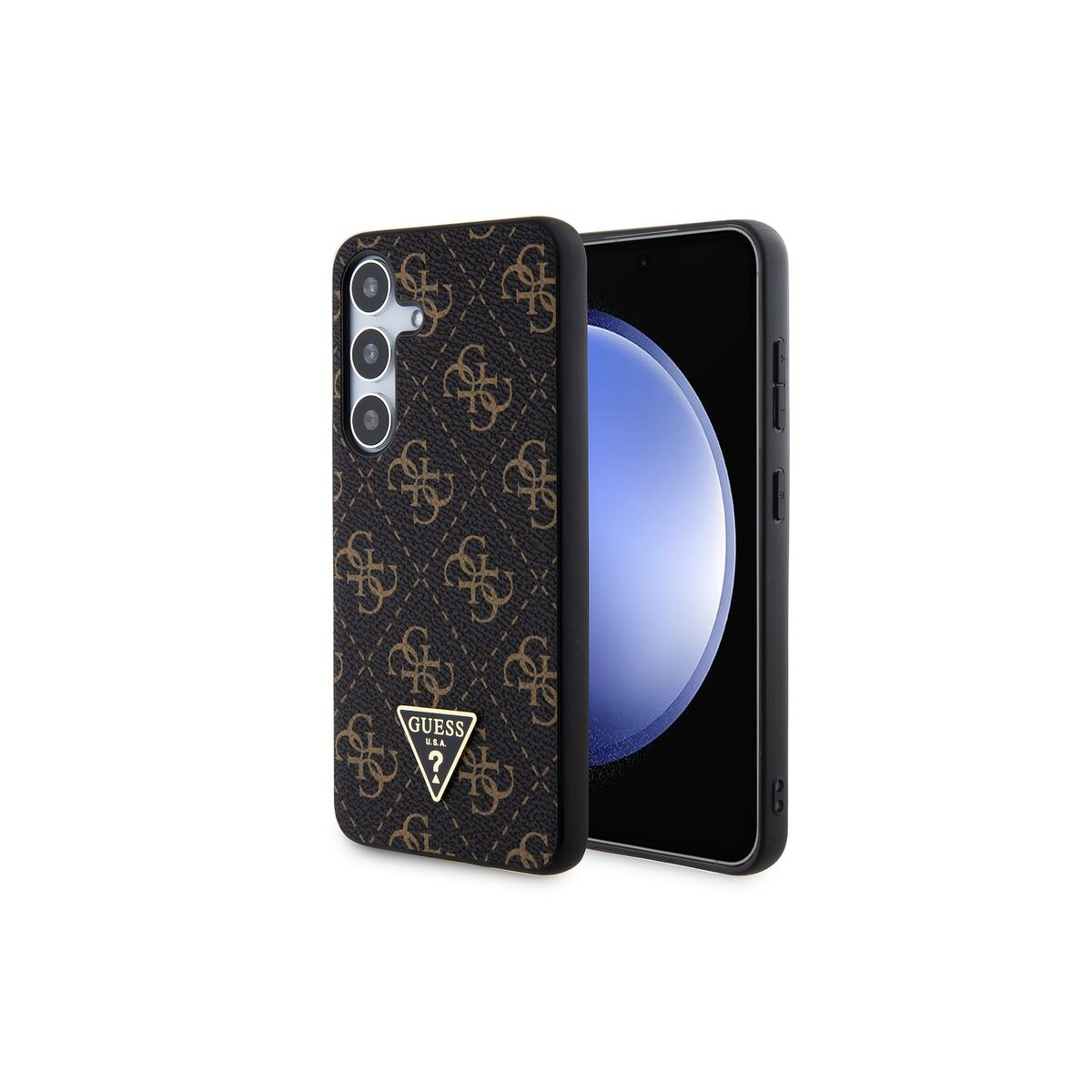 Guess Leather 4G Triangle Samsung Galaxy S24+ Tok - Fekete/Barna (GUHCS24MPG4GPK)