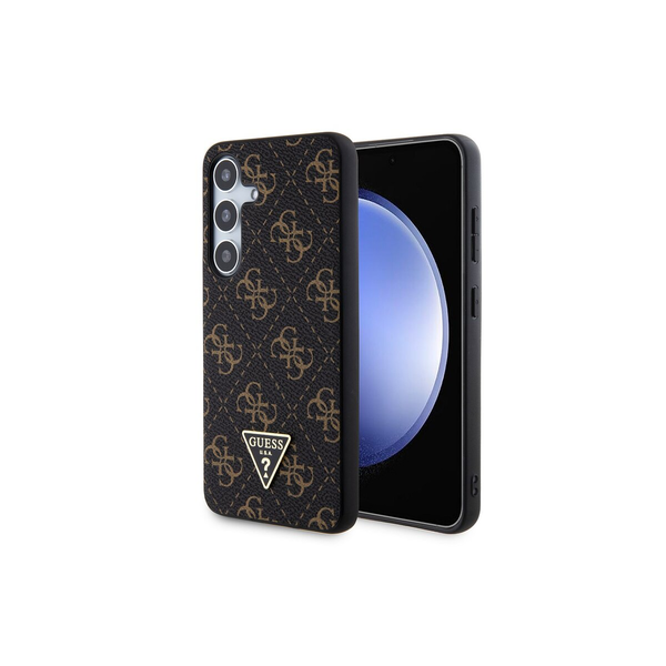 Guess Leather 4G Triangle Samsung Galaxy S24+ Tok - Fekete/Barna