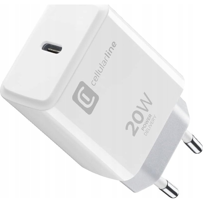 Cellularline Hálózati töltő, 1xUSB-C, 20 W, fehér (ACHIPHUSBCPD20WW)