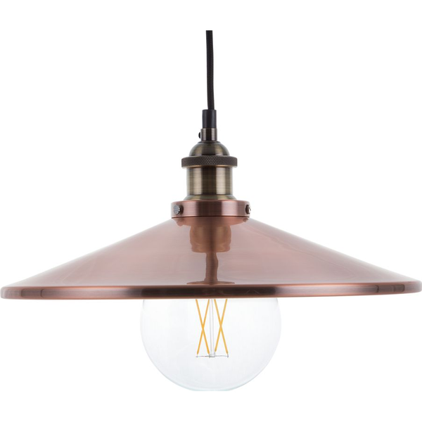 Lámpara Colgante Metal Cobre 132 Cm Alto Brillo Con Pantalla Retro Industrial Pelly - Cobrizo