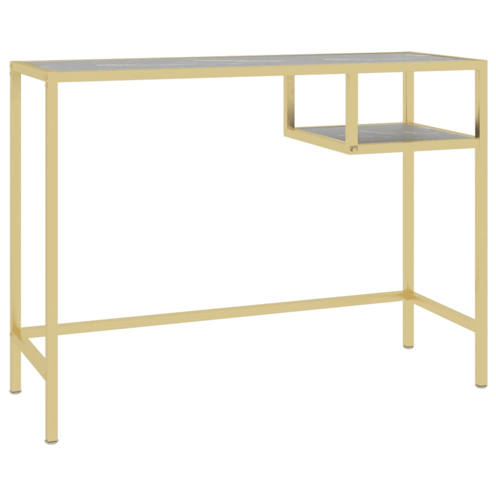 fekete márvány edzett üveg számítógépasztal 100 x 36 x 74 cm (331627)