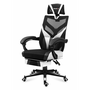 Гейминг стол Huzaro, Combat 5.0, Recliner, Поставка за крака, Черен/Бял