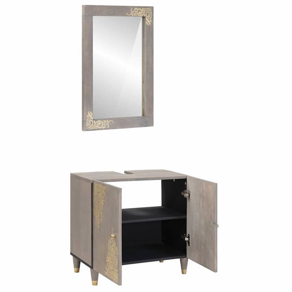 Fürdőszoba bútor szett tárolóval 2 pcs Szürke 62 x 33 x 58 cm