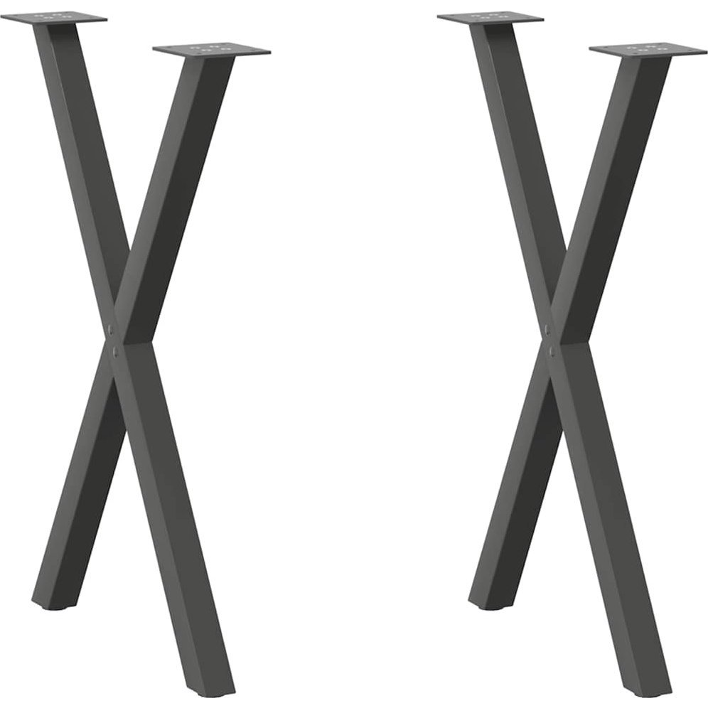 2 db antracit acél étkezőasztal lábak X-alakú 50x(72-73) cm (4012910)