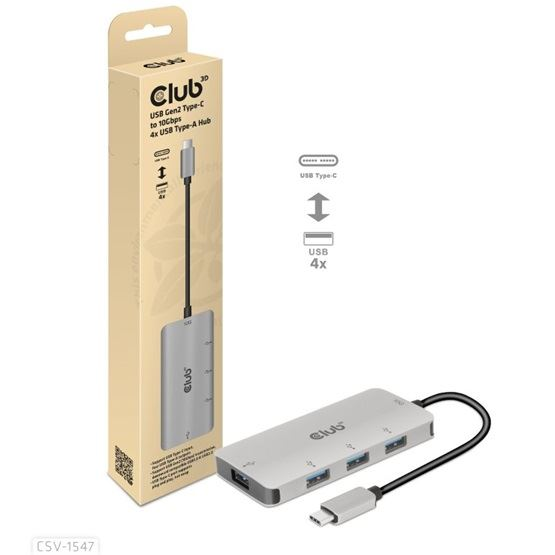 CLUB3D CSV-1547 interface hub USB 3.2 Gen 2 (3.1 Gen 2) Type-C 10000 Mbit/s Zwart, Zilver