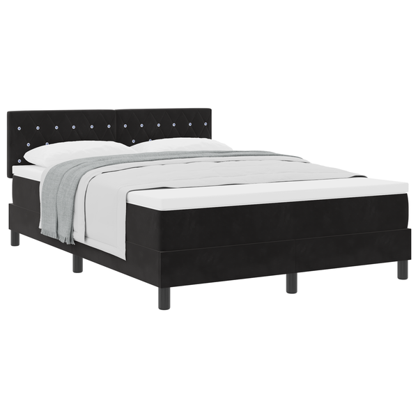 Boxspring Ágy Matrac nélkül Fekete 140x190 cm Bársonyos