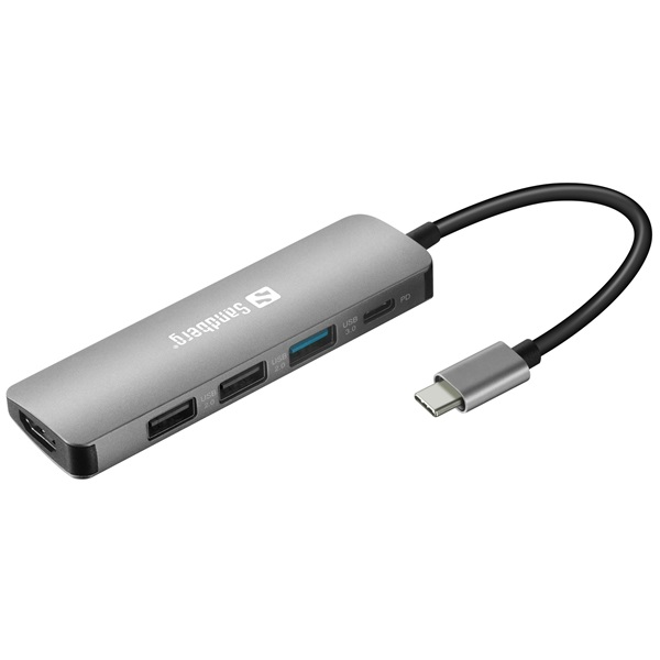 Sandberg 136-32 dockingstation Ledningsført USB 3.2 Gen 1 (3.1 Gen 1) Type-C Grå