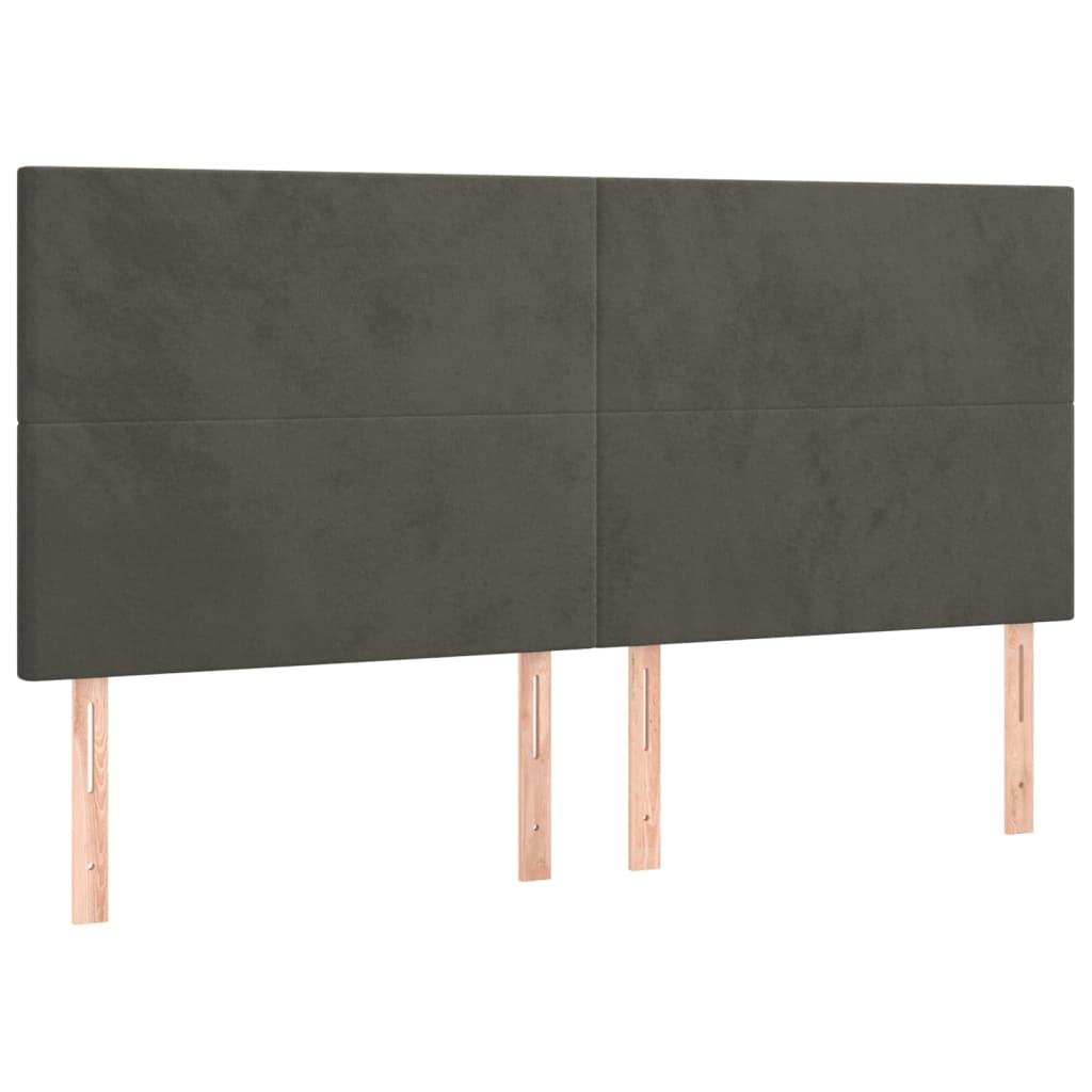 4 db sötétszürke bársony fejtámla 100x5x78/88 cm (3116119)