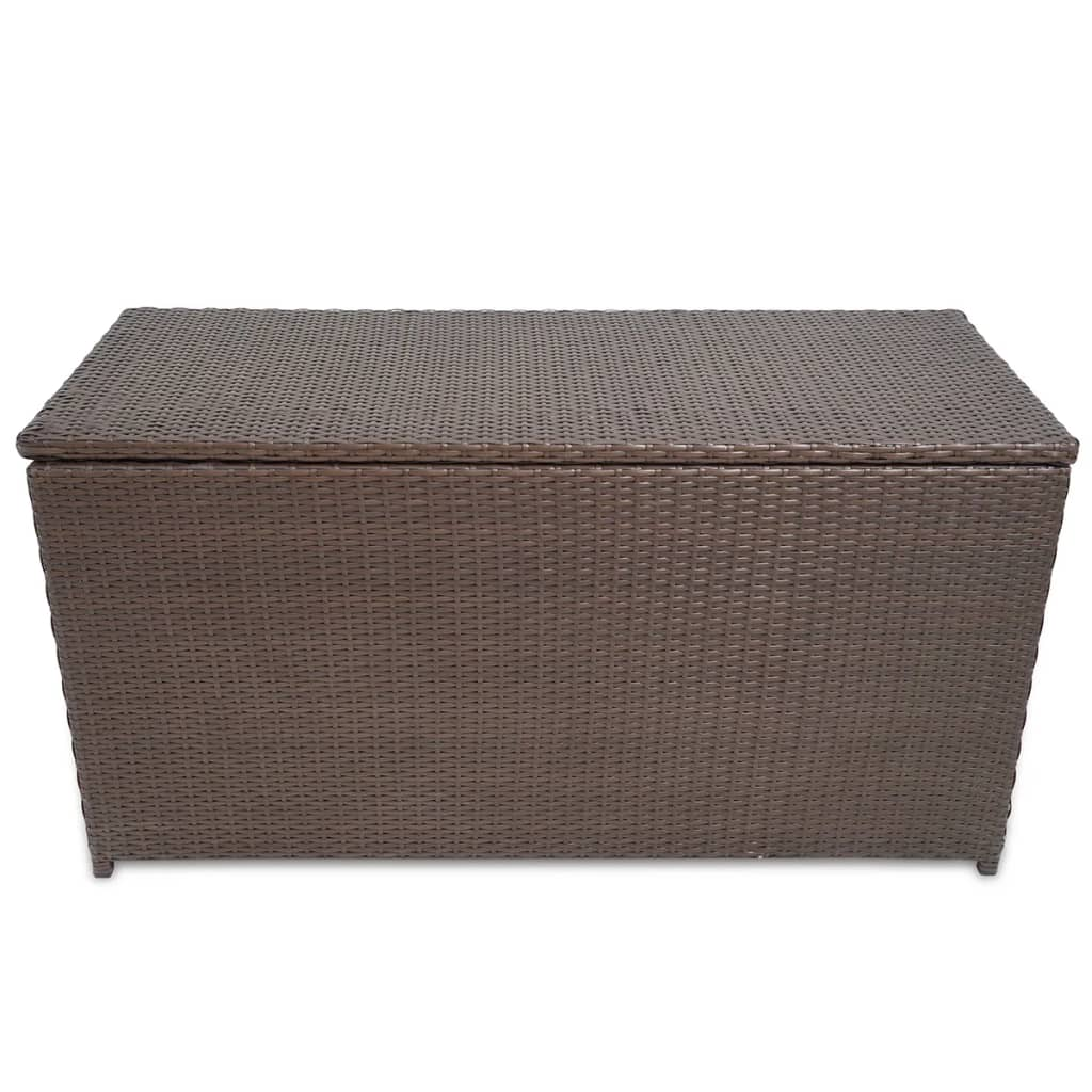 barna polyrattan kerti tárolóláda 120 x 50 x 60 cm (42499)