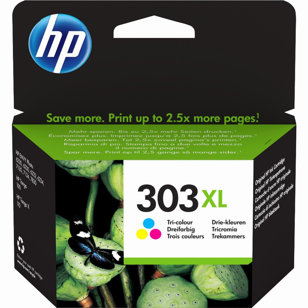 HP 303XL High Yield Tri-color Original Ink Cartridge inkoustová náplň 1 kusů Vysoká (XL) výtěžnost Azurová, Purpurová, Žlutá