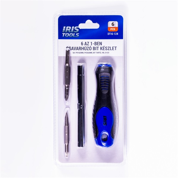 IRIS TOOLS DT-6-124 6 az 1-ben csavarhúzó bit készlet (DT-6-124)