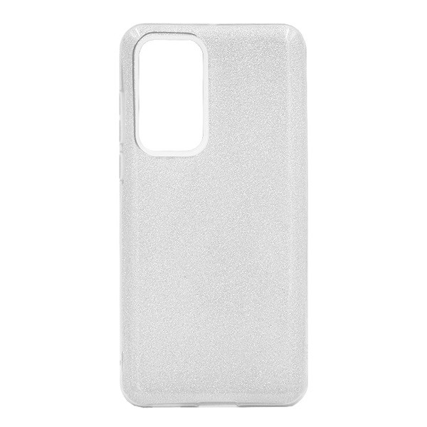 Szilikon telefonvédő (műanyag belső, csillogó hátlap) EZÜST [Huawei P40] (5996457980574)