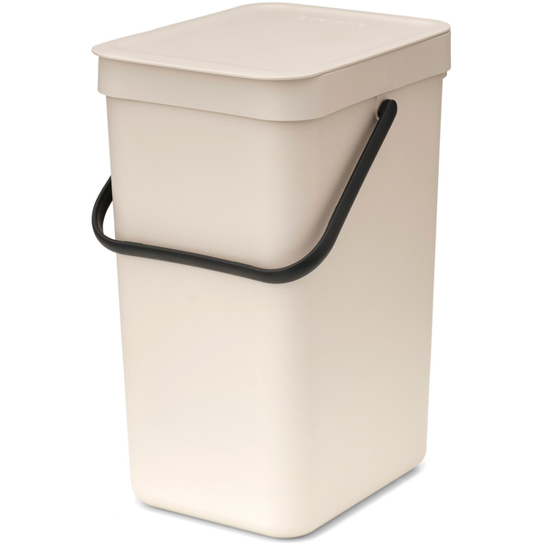 Brabantia Sort & Go konyhai szemetes felnyitható fedéllel, fogantyúval szelektív és komposzt gyűjtéséhez, 12L - C méret, világos bézs - 251726