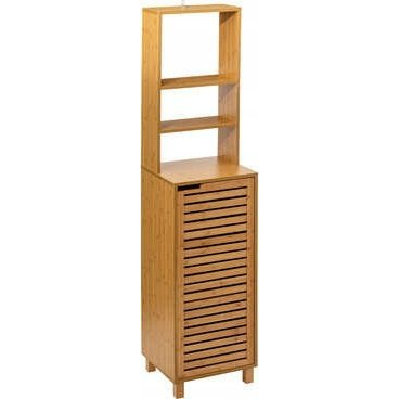 Estantería Alta Con Puerta Y 6 Huecos Sicela Marrón 36x168x33cm En Bambú Color Marrón Moderno Y Funcional - Almacenaje Y Estilo
