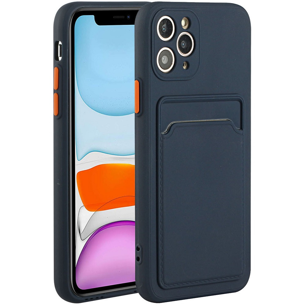 Samsung Galaxy A13 4G SM-A135F, Szilikon tok, kártyatartóval, Wooze Card Slot, sötétkék (117187)