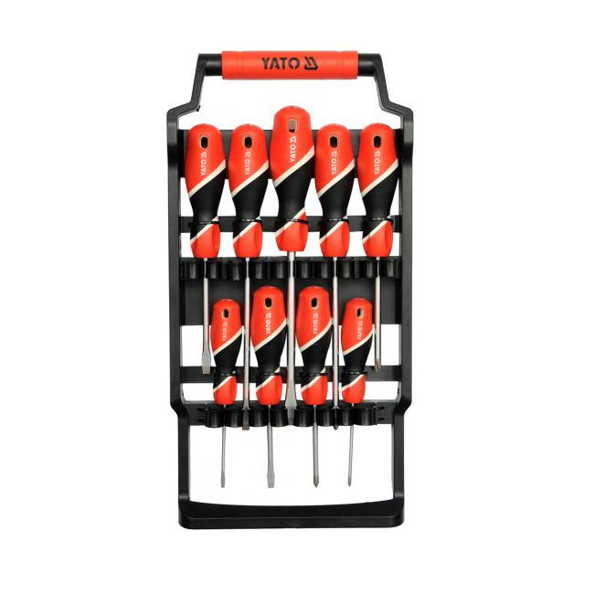 YATO mágneses csavarhúzók CrMo állvánnyal, 9 db (YT-25968)