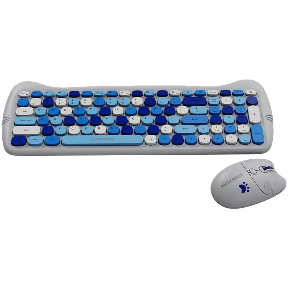 CANYON HSET-W6 EN/HU Keyboard+Mouse Kitty Edition AAA+АА Wireless Blue (CNS-HSETW6BL-HU)
