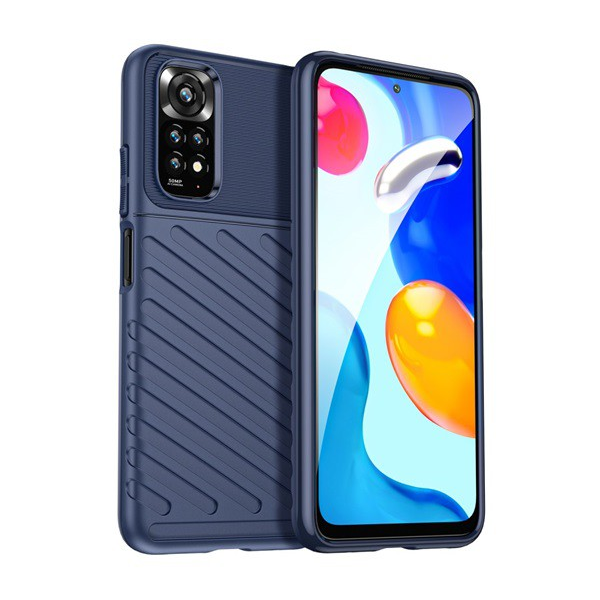 Protector de telefon din silicon (rezistent mediu la impact, cu dungi, model in relief) Albastru inchis Xiaomi Redmi Note 11 4G (Redmi Note 11S)