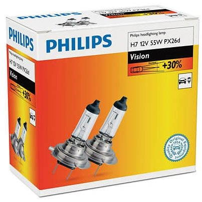 PHILIPS  H7 Vision, 55W, foglalat PX26d, 2 db