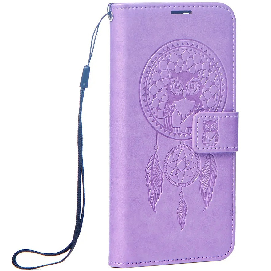 Samsung Galaxy A16 4G / A16 5G SM-A165F / A166B, Oldalra nyíló tok, kártyatartóval, kézpánttal, Álomfogó minta, Mezzo Book, mintás/lila (5903396327803)