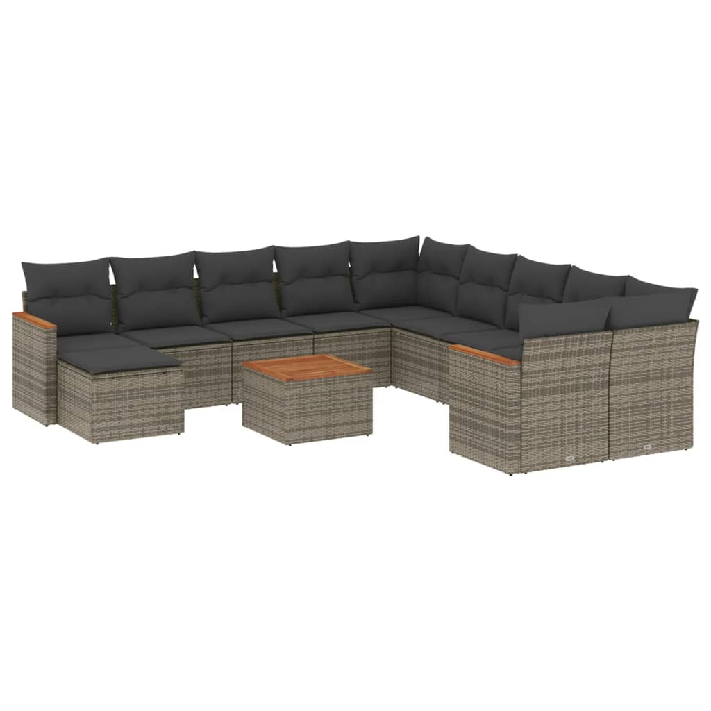 12 részes szürke polyrattan kerti ülőgarnitúra párnákkal (3226578)