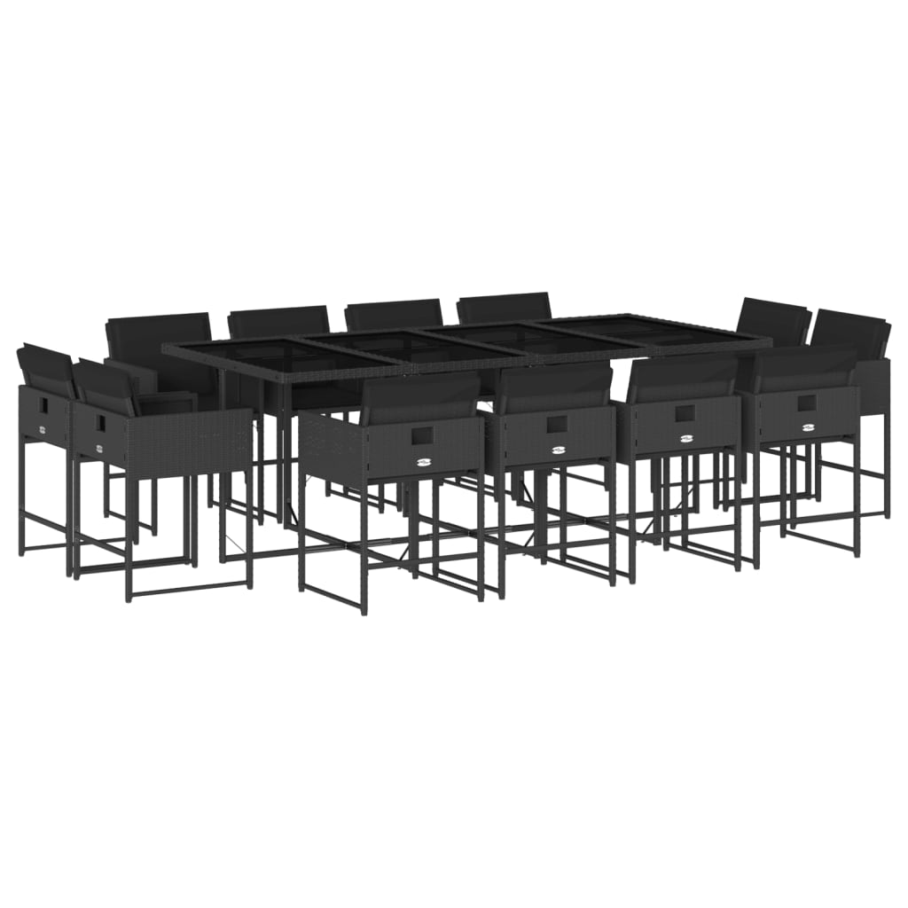 13 részes fekete polyrattan kerti ülőgarnitúra párnákkal (3278166)