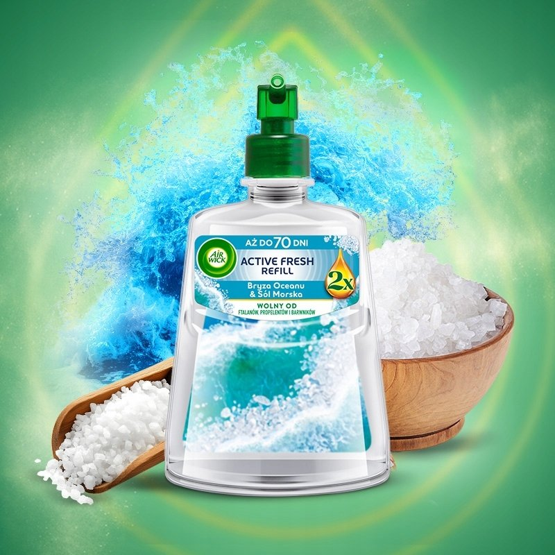 Air Wick Active Fresh Automata Légfrissítő spray utántöltő, Óceáni szellő és tengeri só (228 ml) (AIRW-WK-007-74)