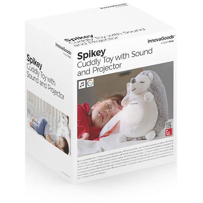 InnovaGoods Spikey Plüss süni fehér zajjal és éjszakai fényvetítővel (8435527817312)