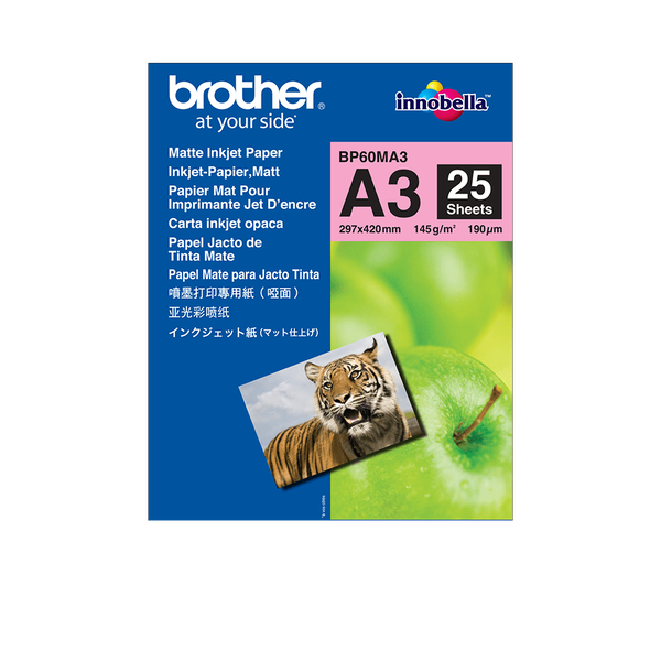 Brother BP60MA3 Inkjet Paper хартия за печат A3 (297x420 mm) Matte 25 страници Бяла