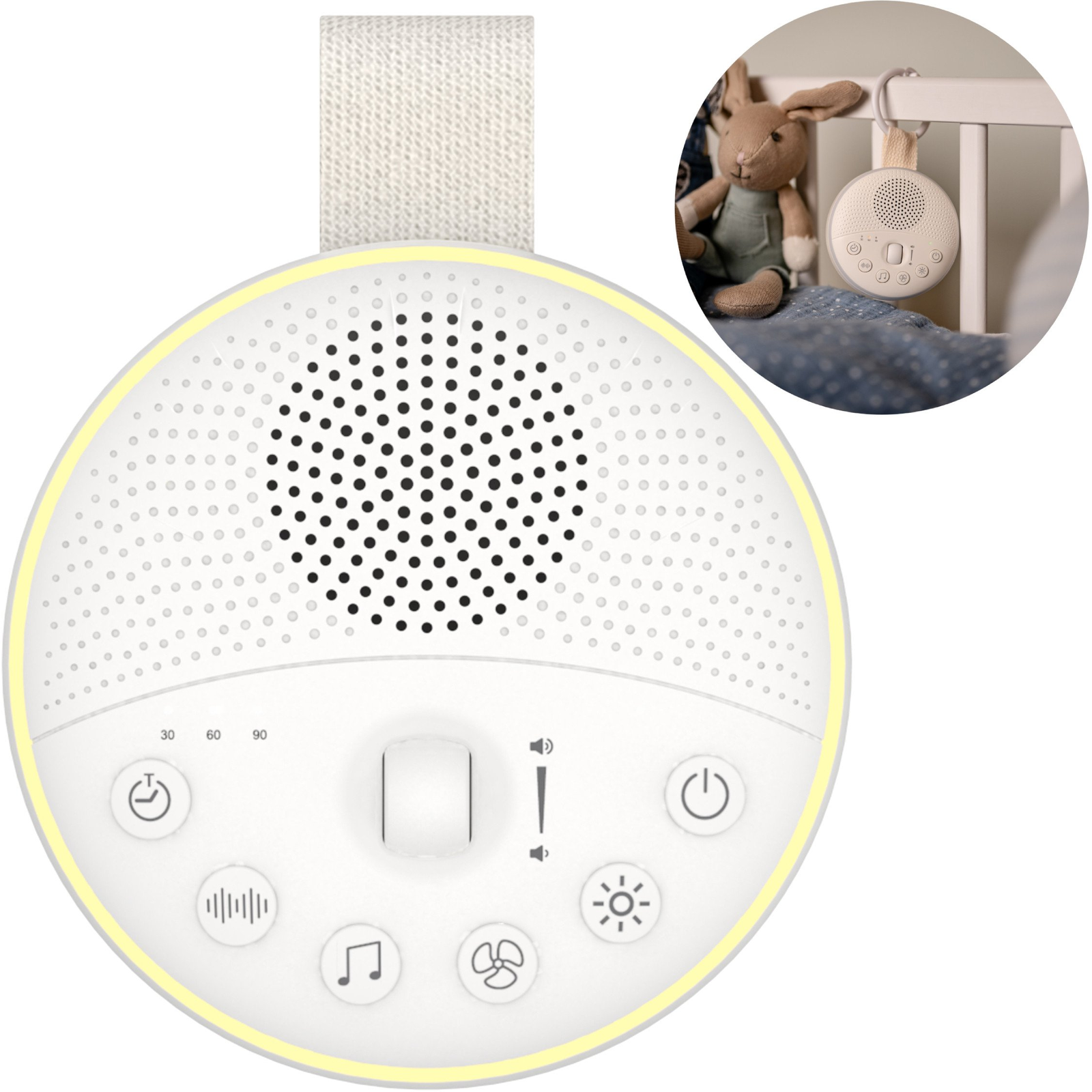 Nočná lampa LED Newell LunaWhisper s funkciou uspávanky biely šum na