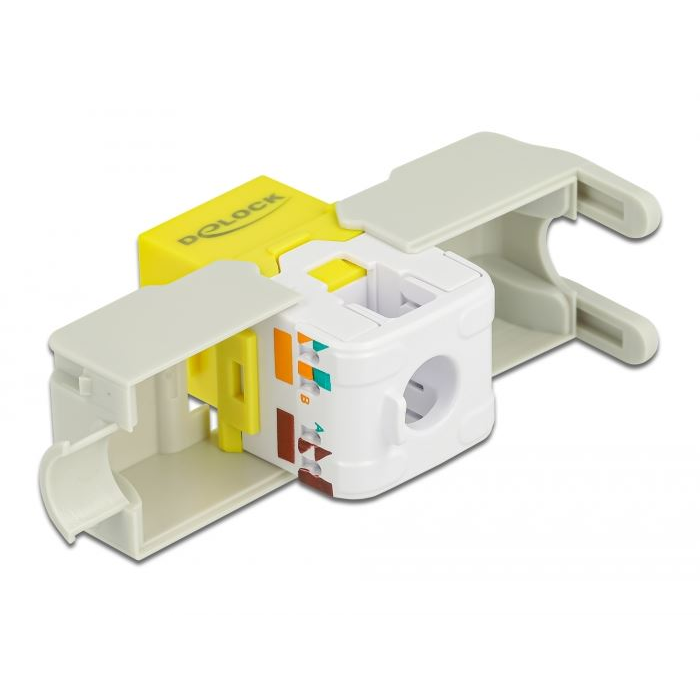 Delock Keystone modul RJ45 jack > LSA Cat.6 UTP fehér-sárga (86345) (delock86345)
