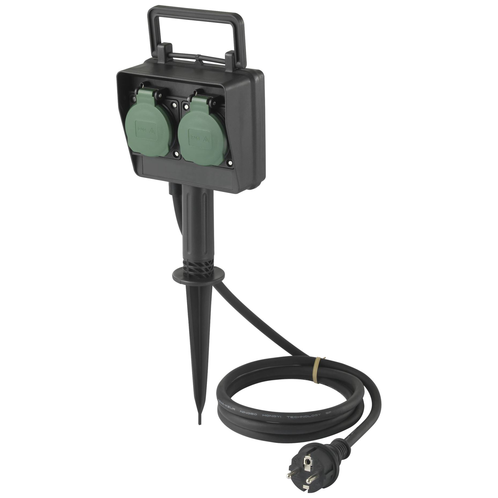 Sygonix 2 aljzatos kerti elosztó fekete-zöld (SY-5231004) (SY-5231004)