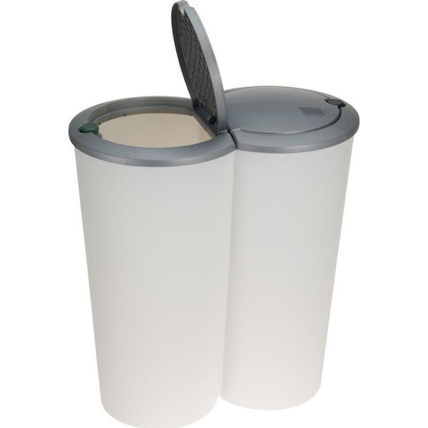 Kosz na śmieci Excellent Houseware do segregacji na przycisk 2x25L biały (Y54980880)