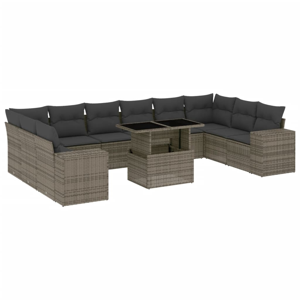 11 részes szürke polyrattan kerti ülőgarnitúra párnákkal (3269410)