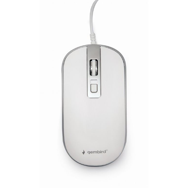 Мишка Gembird, USB, 1200 DPI, бяло/сребристо