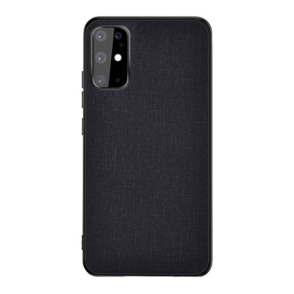 Műanyag telefonvédő (közepesen ütésálló, szilikon keret, textil hátlap) FEKETE [Samsung Galaxy S20 5G (SM-G981U)] (5996457965847)