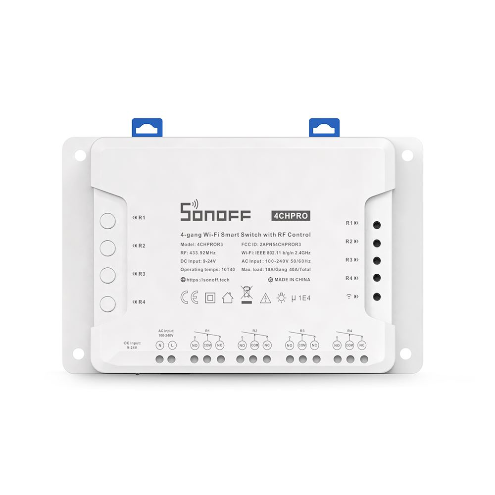 Sonoff 4CH PRO (R3) Wi-Fi-s és RF-es időzíthető kapcsoló relé négy áramkörhöz (SON-REL-4CHP-R3 / 4CHPROR3) (SON-REL-4CHP-R3)