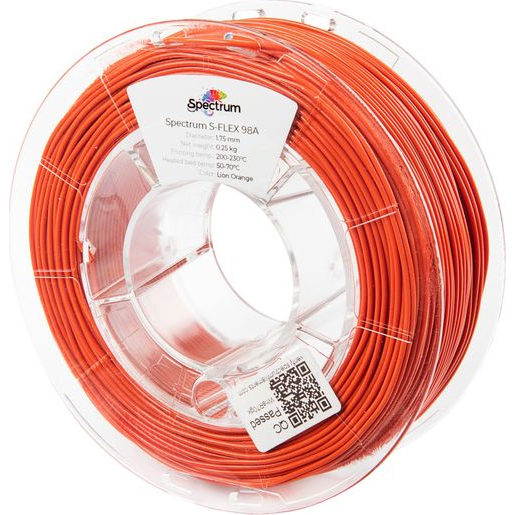 Spectrum Filaments 80526 S-Flex 98A 3D nyomtatószál Rugalmas nyomtatószál rugalmas, vegyileg ellenálló, késedelem nélkül 1.75 mm 250 g lion orange, (80526)