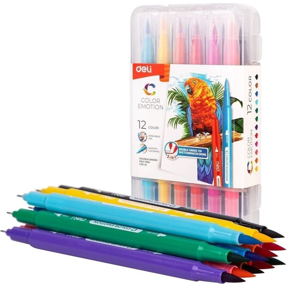 Deli Color Emotion Ecsetfilc Készlet - 2:1, Kimosható, 12 Különböző Szín (6973504009104)