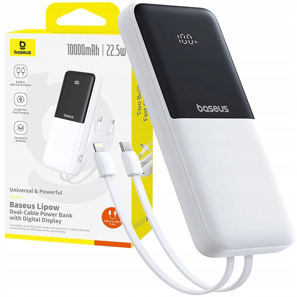 Baterie externă Baseus Lipow 10000mAh 22,5W, albă