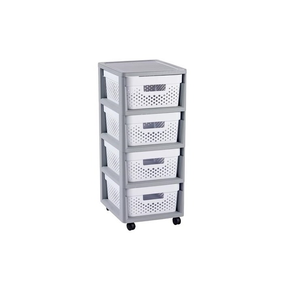 Koupelnový regál Curver bílý, odstíny šedé 30 x 36 x 69 cm