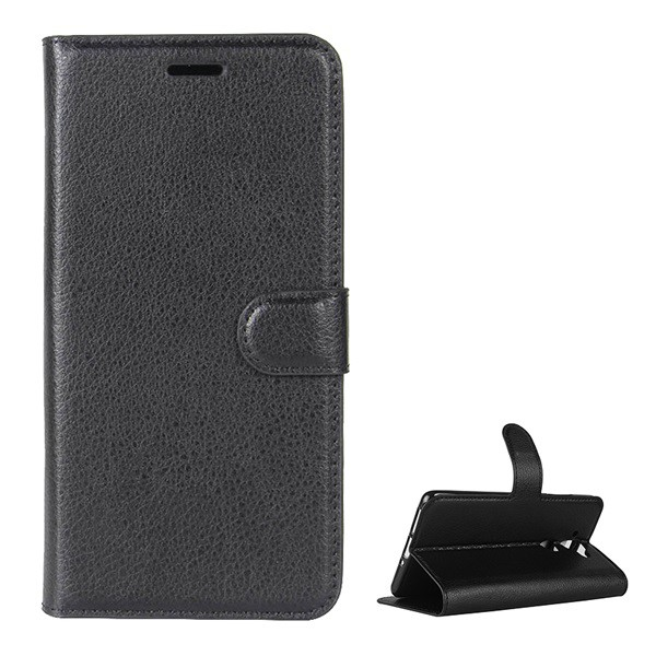 Tok álló, bőr hatású (FLIP, oldalra nyíló, asztali tartó funkció, prémium) FEKETE [Nokia 9] (5996457746040)