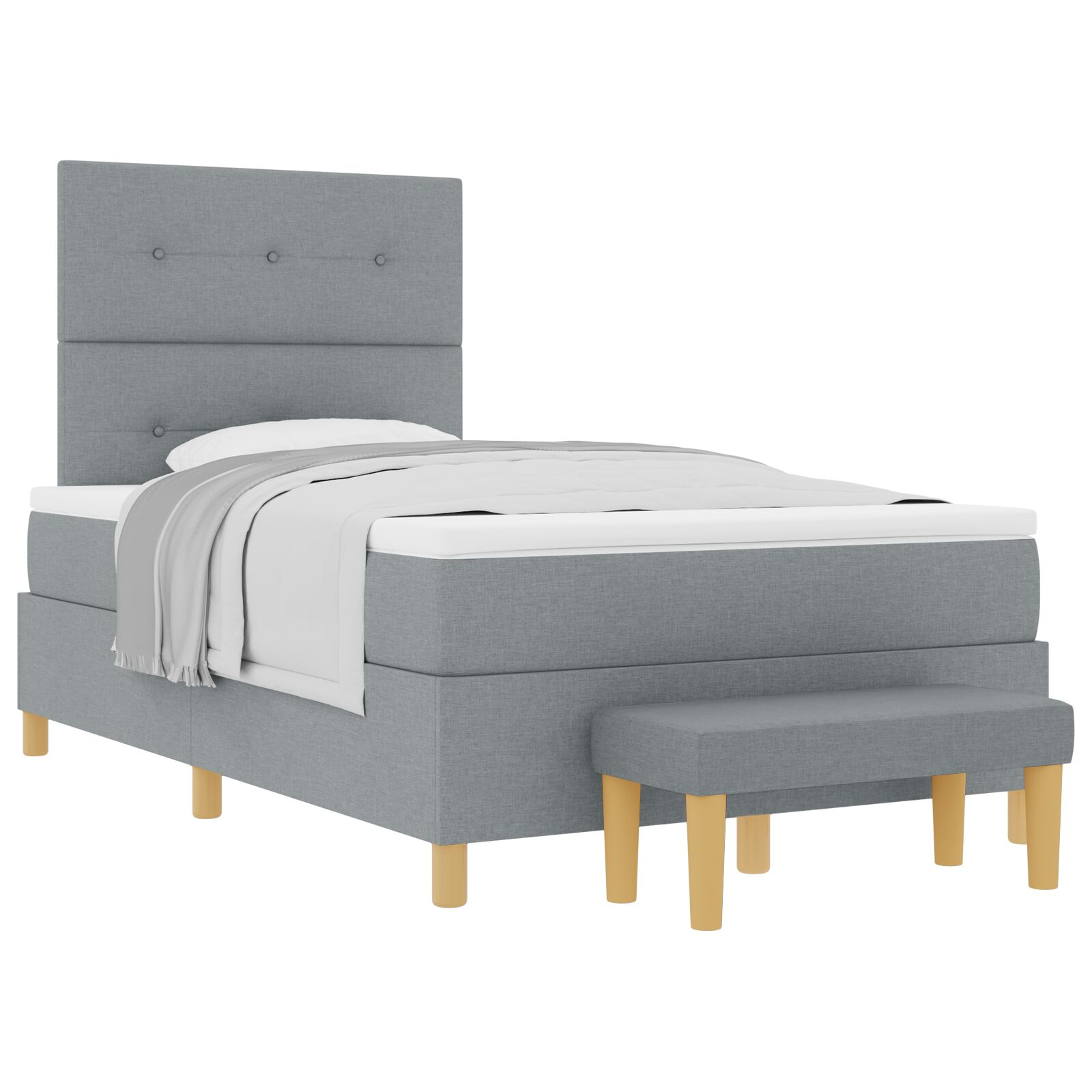 Boxspring Ágy Matrac és Pad Világosszürke 120x200 cm Szövet (3344289)