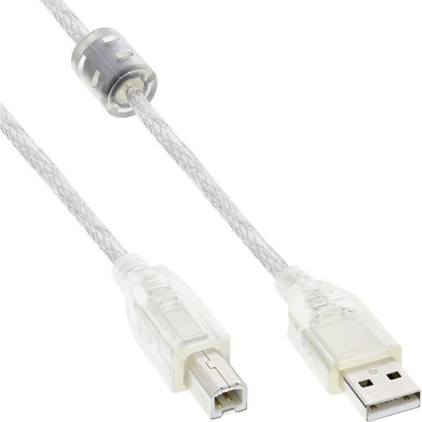 InLine 34505 USB-kabel 0,5 m USB A USB B 0,48 Gbit/s Transparant