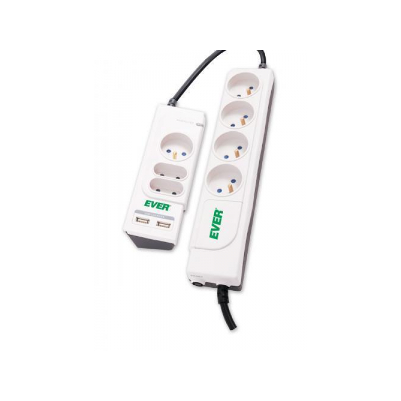 Ever T/LZ06-OFP018/0000 5-ös + 2-es túlfeszültség védő - elosztó 2 USB porttal 1.2m + 1.8m (T/LZ06-OFP018/0000)