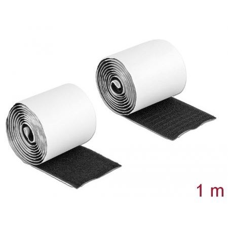 Delock öntapadós tépőzáras szalag 1m x 50mm fekete (19063) (d19063)