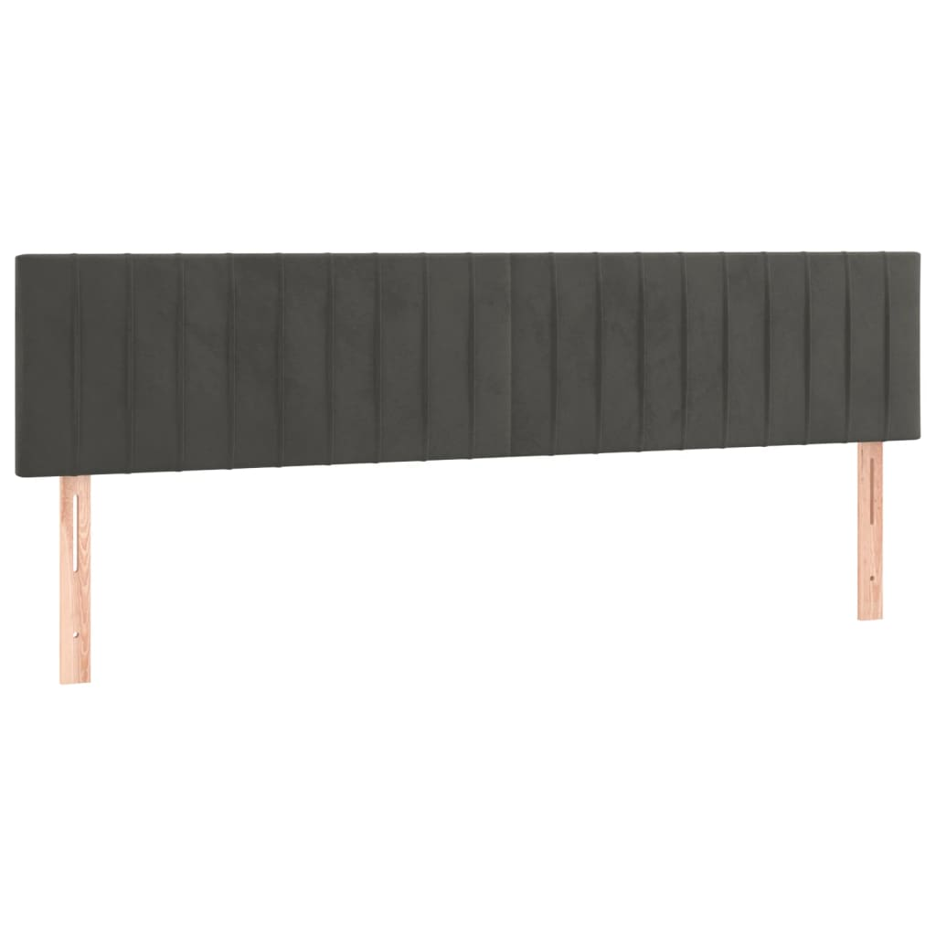 2 db sötétszürke bársony fejtámla 100x5x78/88 cm (346293)