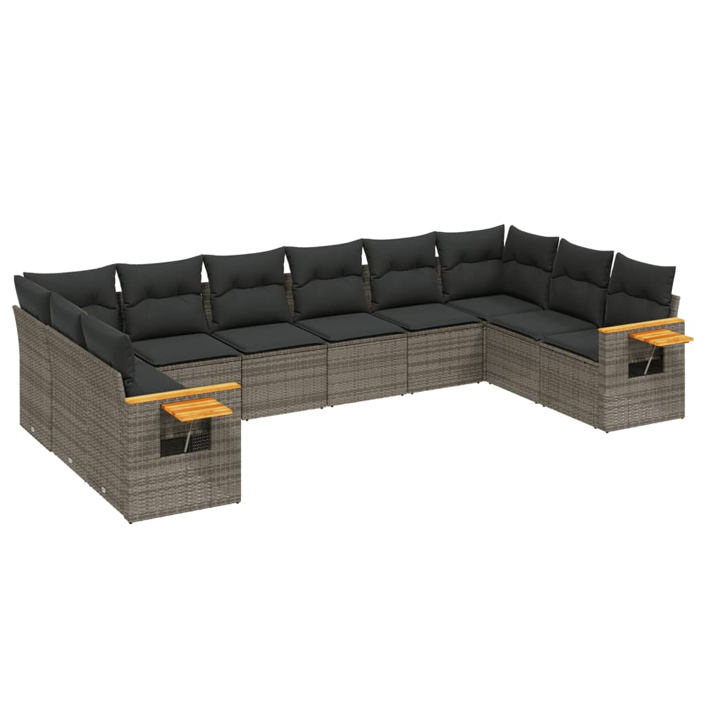 10 részes szürke polyrattan kerti ülőgarnitúra párnákkal (3227166)