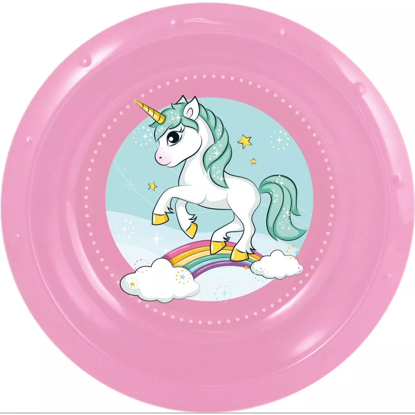 QX Toys Műanyag unikornis gyerek mélytányér - 18 cm (674343)
