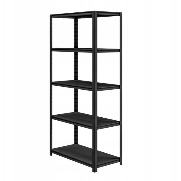 Jan Nowak Regał metalowy do garażu SAM, 900 x 1830 x 450 mm, All Black: czarny